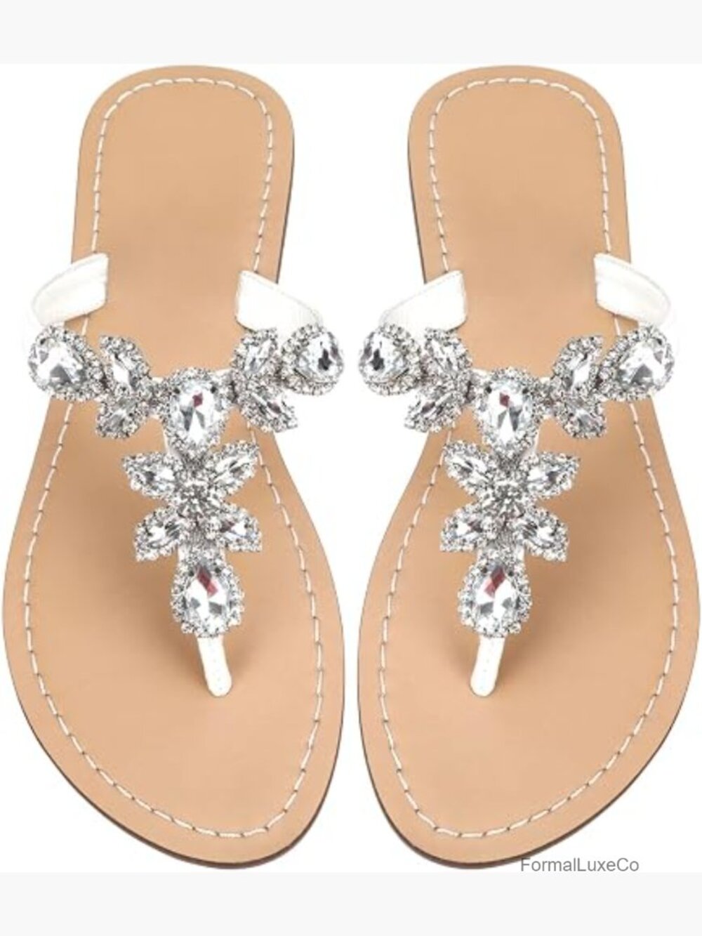 Sparkly Rhinestone Thong Flip Flop Sandals Dressy Flat for Wedding Party Beach